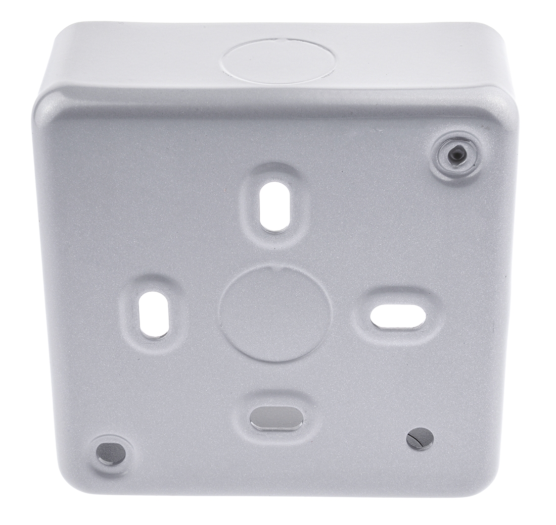 k8891-alm MK Electric Metal Clad Silver Matt Aluminium Back Box, BS, IP20, Surface Mount, 1 Gangs 86 mm 86mm 38 mm