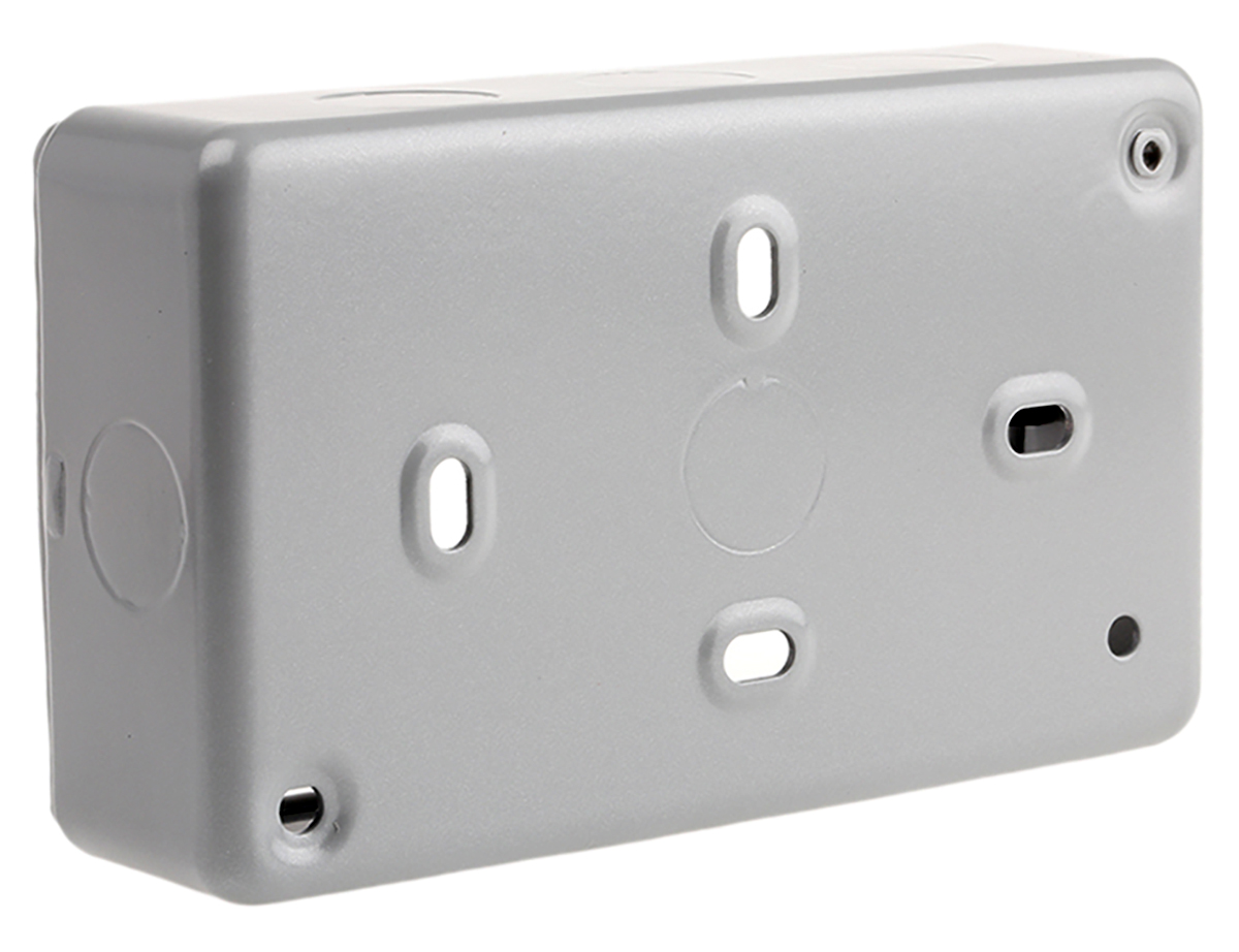 MK Electric Grey Gloss High Grade Thermoset Back Box, Flush, Surface Mount, 2 Gangs 147mm