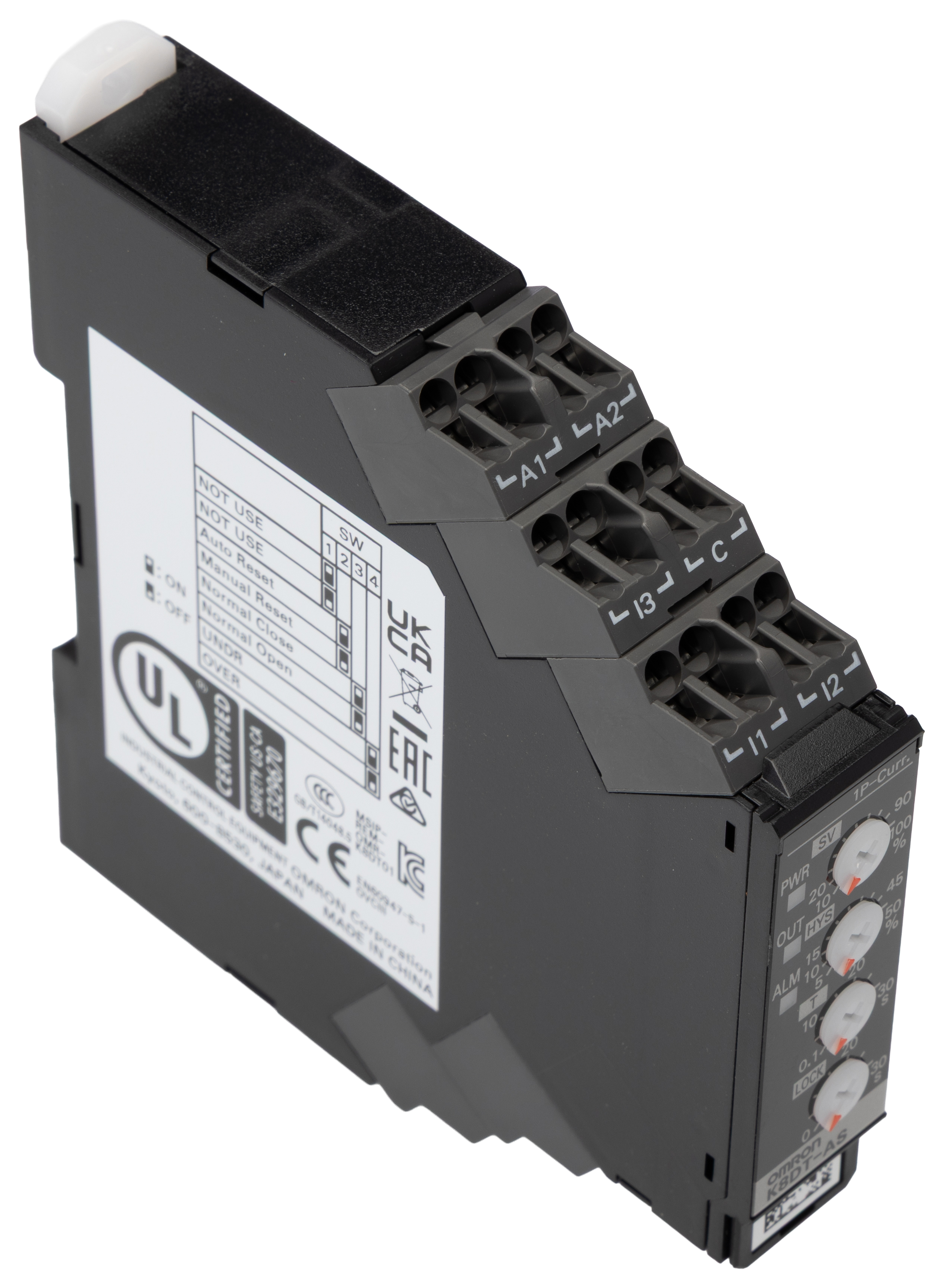 Omron Monitoring Relay, 1 Phase, SPDT, DIN Rail, 2mA to 500mA, 0 V ac, 0V ac