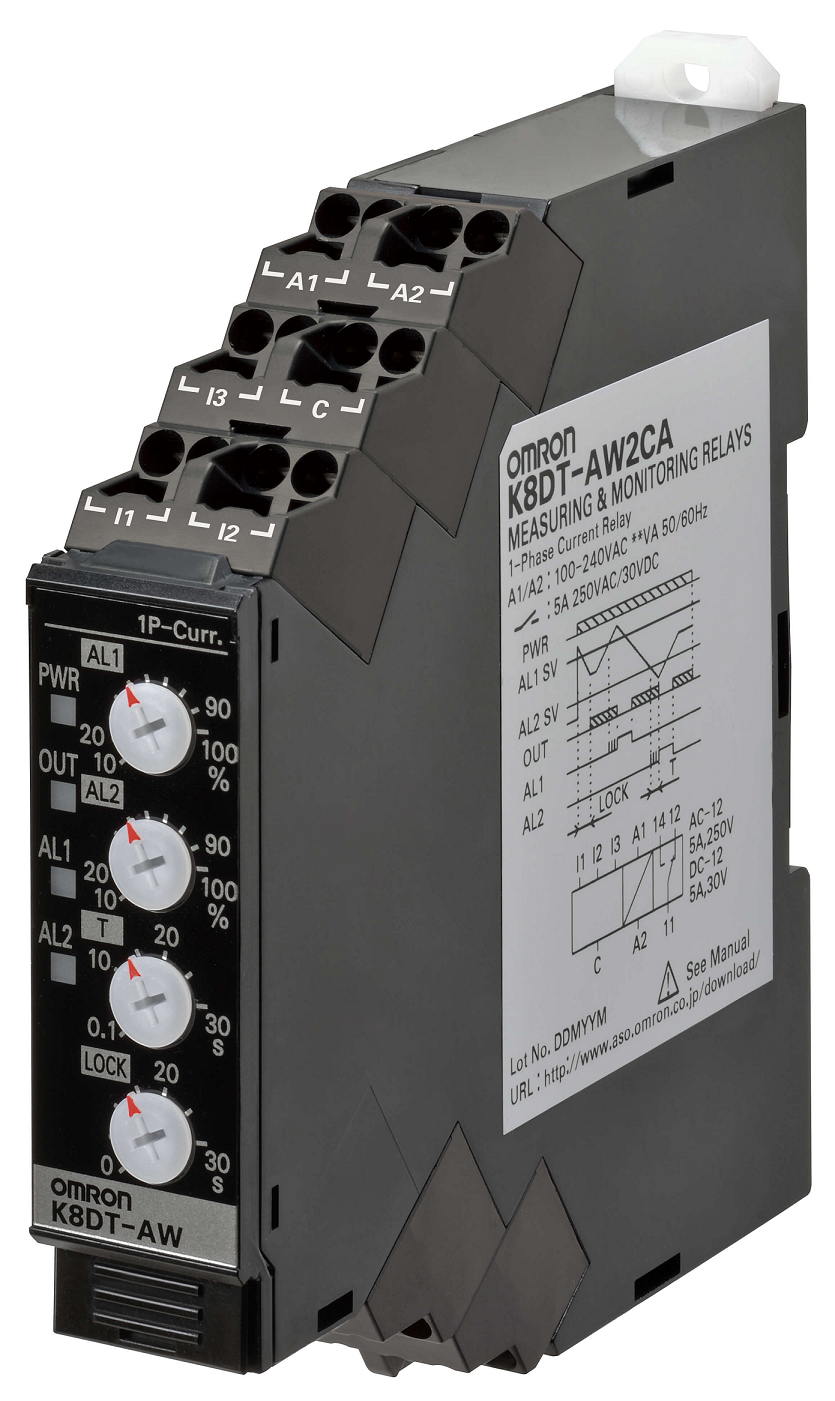 Omron Monitoring Relay, 1 Phase, SPDT, DIN Rail, 0.1A to 5A, 0 V ac, 0V ac