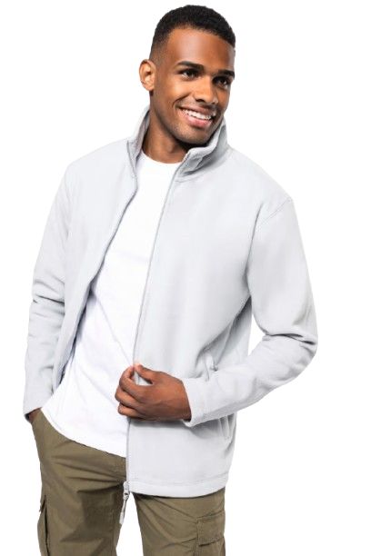KARIBAN K911 White Fleece, Polyester Men's Zip Fleece Jacket L