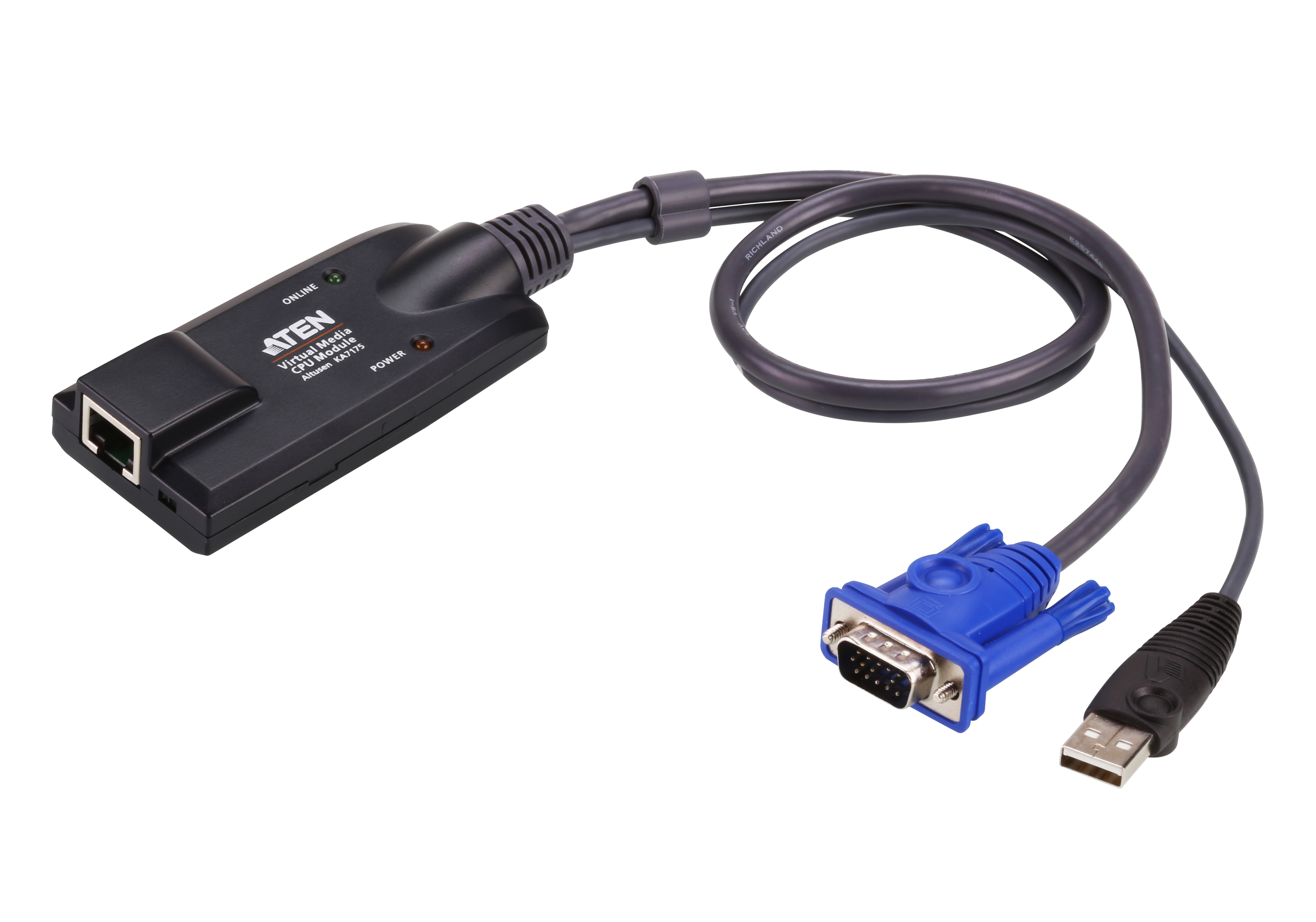 Aten Black 3 Port Adapter RJ45 USB Type A