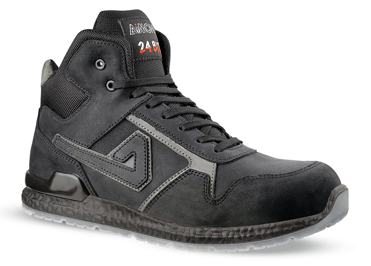 AIMONT 24 Bit Black, Grey Aluminium Toe Capped Unisex Ankle Safety Boots 12, EU 47 EN ISO 20345:2011