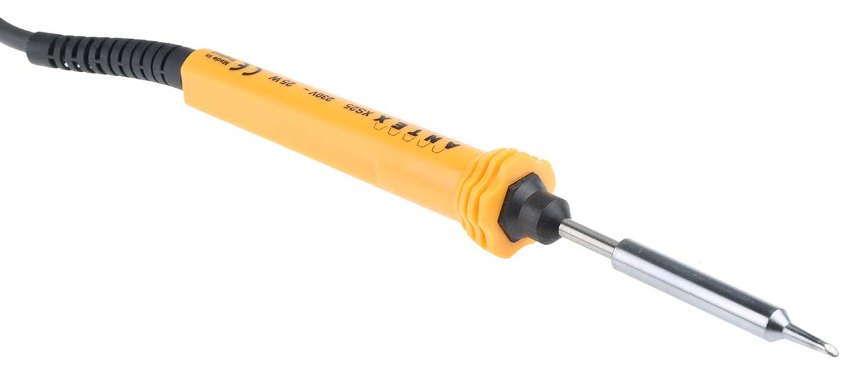 kc8jsza Antex Electronics 25W Electric Soldering Iron Kit, kit contents: Mini Pliers, Digital Multimeter With Battery, Hex Allen