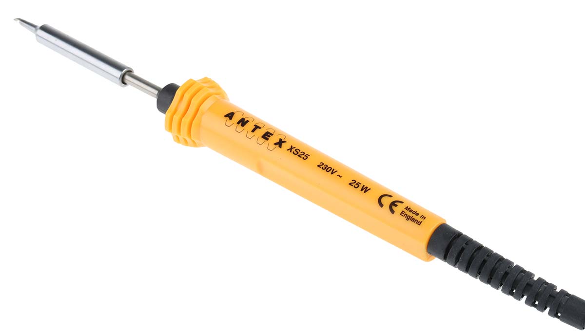kc8jsza Antex Electronics 25W Electric Soldering Iron Kit, kit contents: Mini Pliers, Digital Multimeter With Battery, Hex Allen