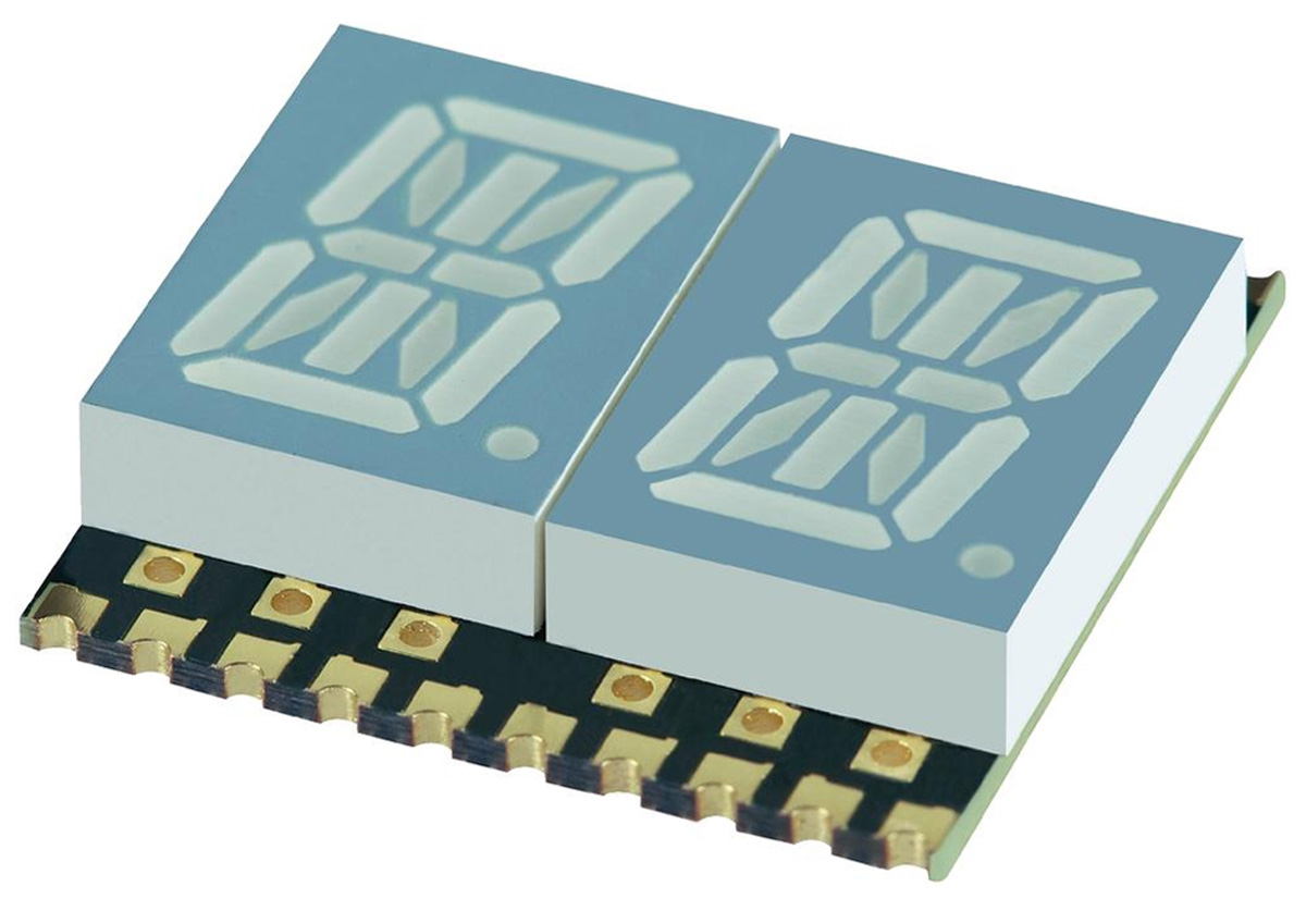 Kingbright 2 14 Segment LED Display Cathode Green 11mcd Right Side 10.2 mm