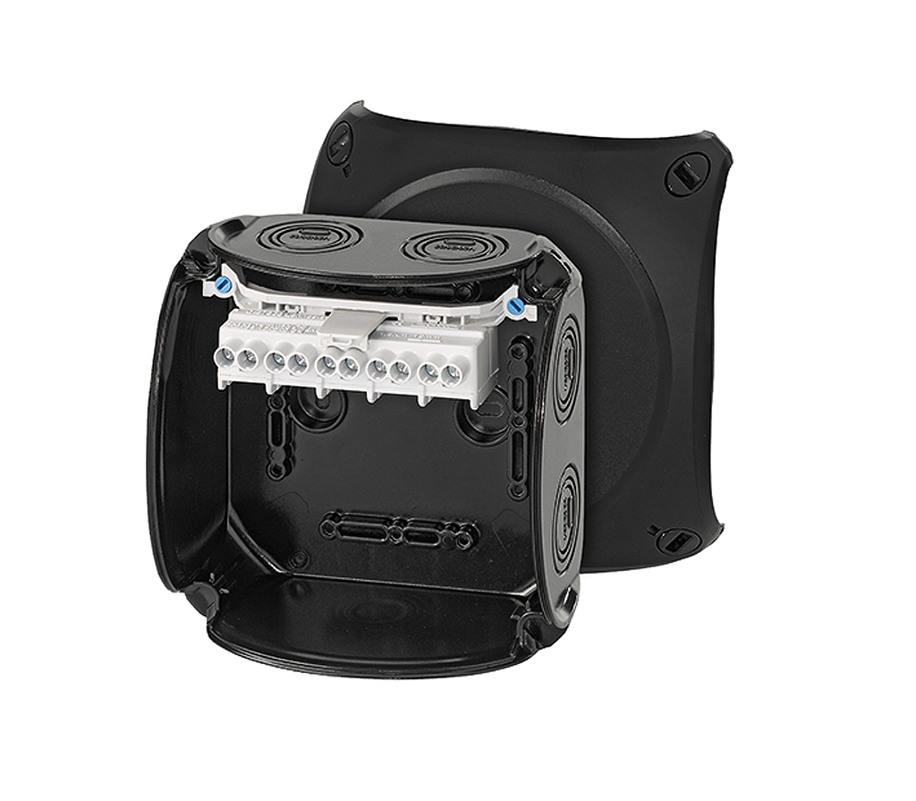 HENSEL KF 0606 B Series Black Polycarbonate Terminal Box, IP67, 5 Terminals, 77 mm, 130mm 130 mm