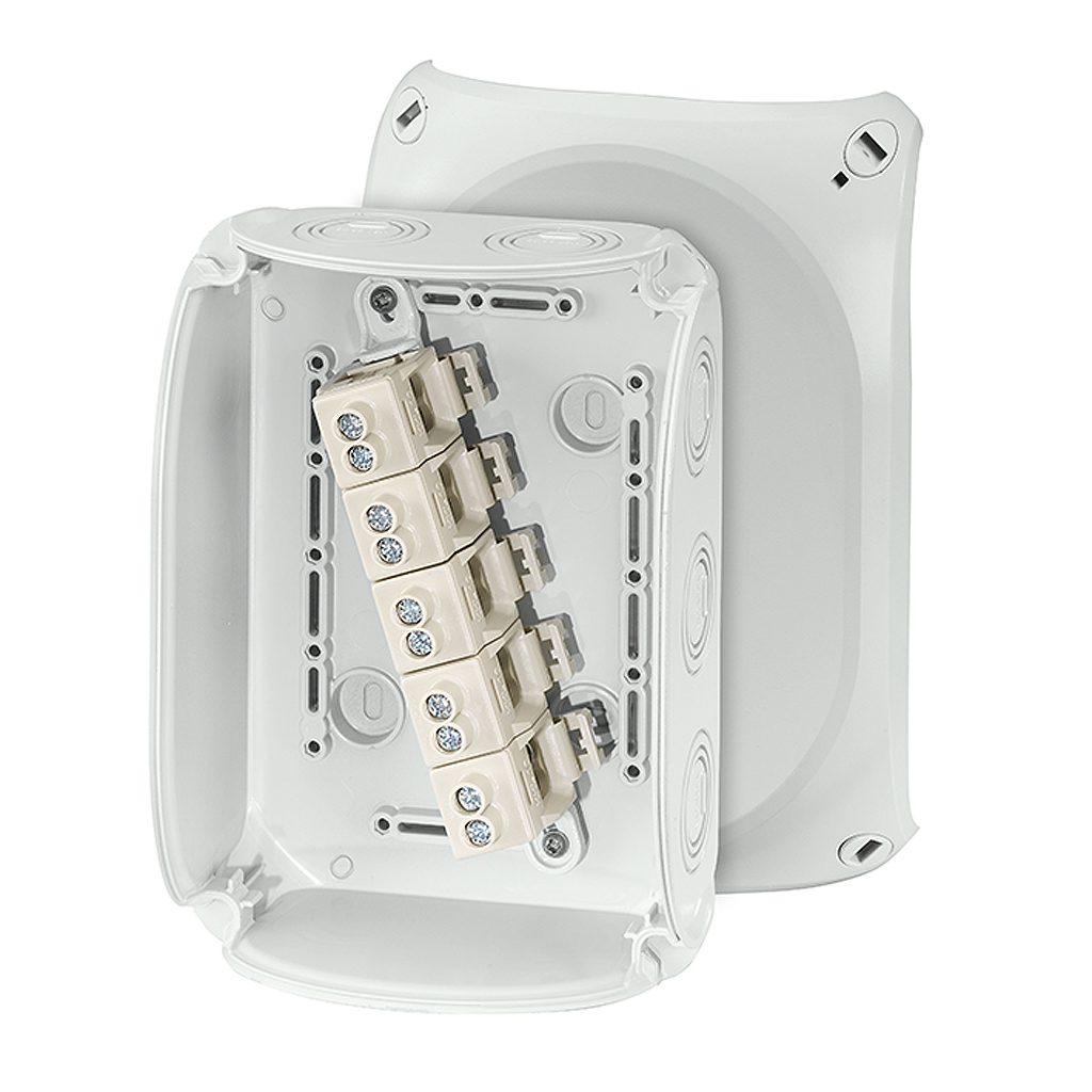 HENSEL KF Series Grey Polycarbonate Terminal Box, IP66, 5 Terminals, 77 mm, 130mm 130 mm