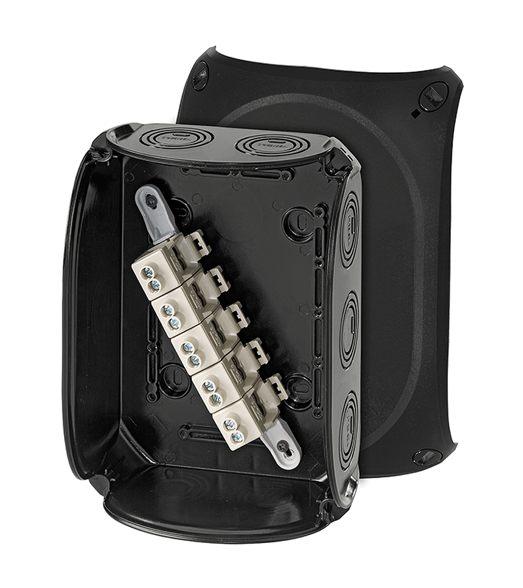 HENSEL KF 1610 B Series Black Polycarbonate Terminal Box, IP66, 5 Terminals, 92 mm, 210mm 155 mm