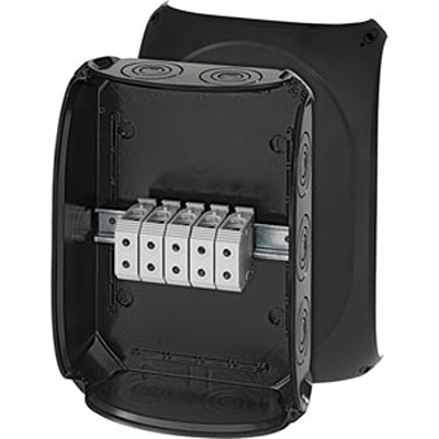 HENSEL KF Series Black Polycarbonate Junction Box, IP66, IP67, IP69, 5 Terminals, 122 mm, 355mm 255 mm