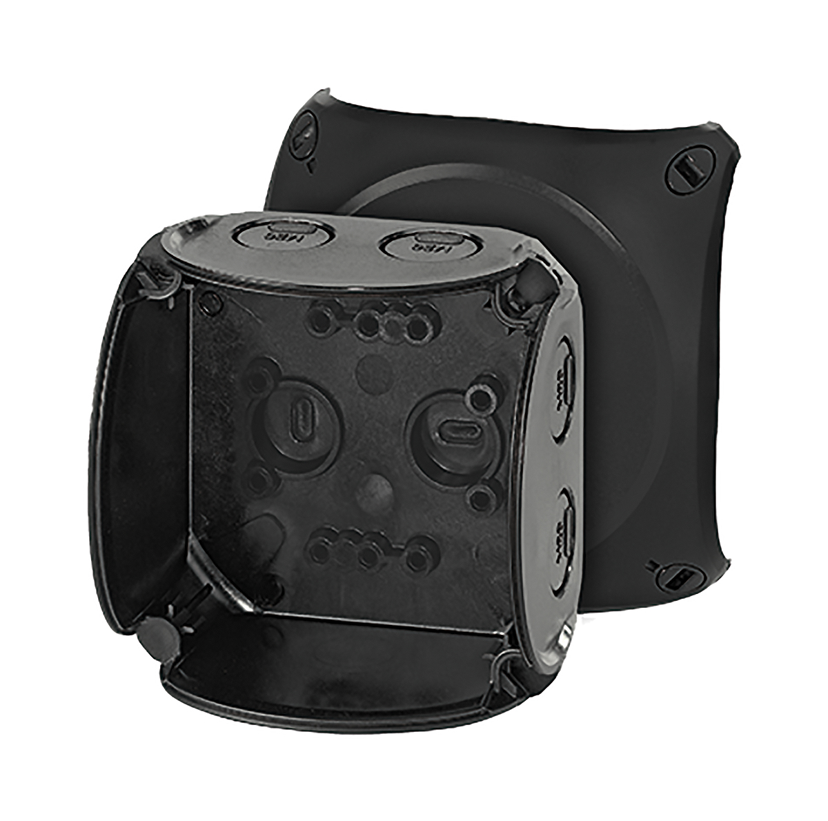 HENSEL KF 0200 B Series Black Polycarbonate Junction Box, IP66, IP67, 93mm 93 mm