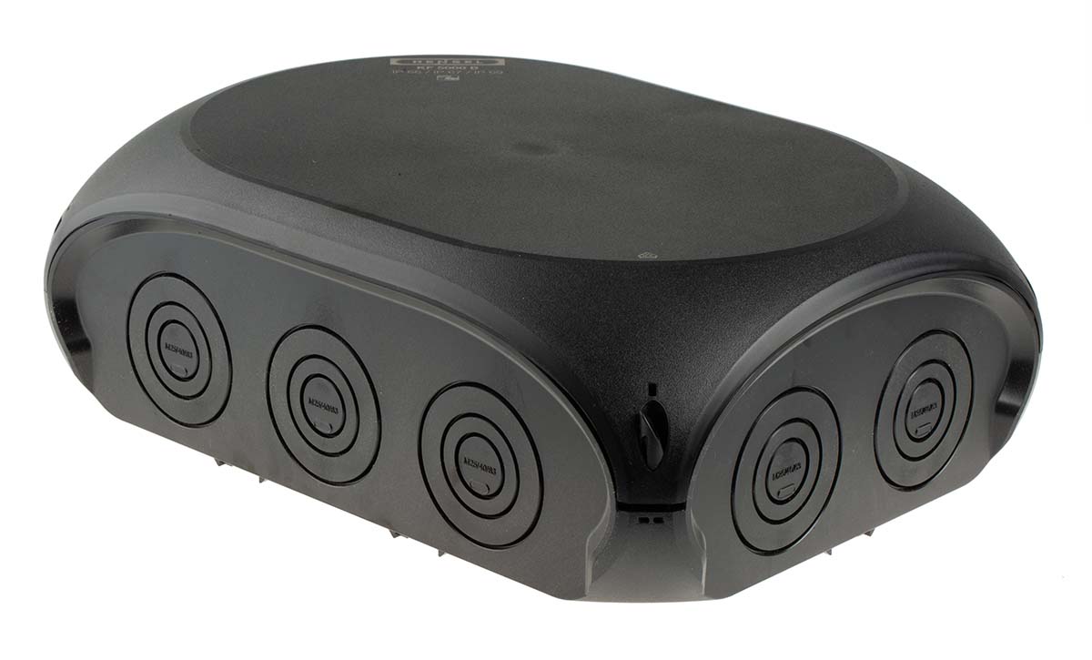 kf5000b HENSEL KF 5000 B Series Black RAL 9011 Polycarbonate Junction Box, IP66, IP67, 355mm 255 mm