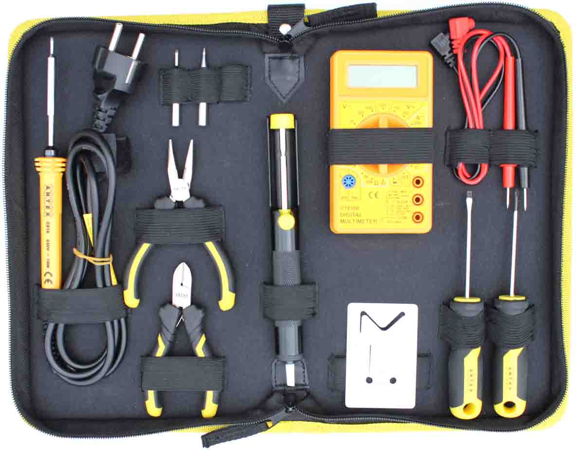 Antex Electronics 18W Electric Soldering Iron Kit, kit contents: Variety of Tools, Screwdriver - Flat Blade, Spare