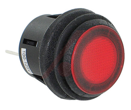 ZF KF Series Illuminated Push Button Switch, On-None-Off, Panel, 20.2 mm Cutout, SPST, Red LED, IP65