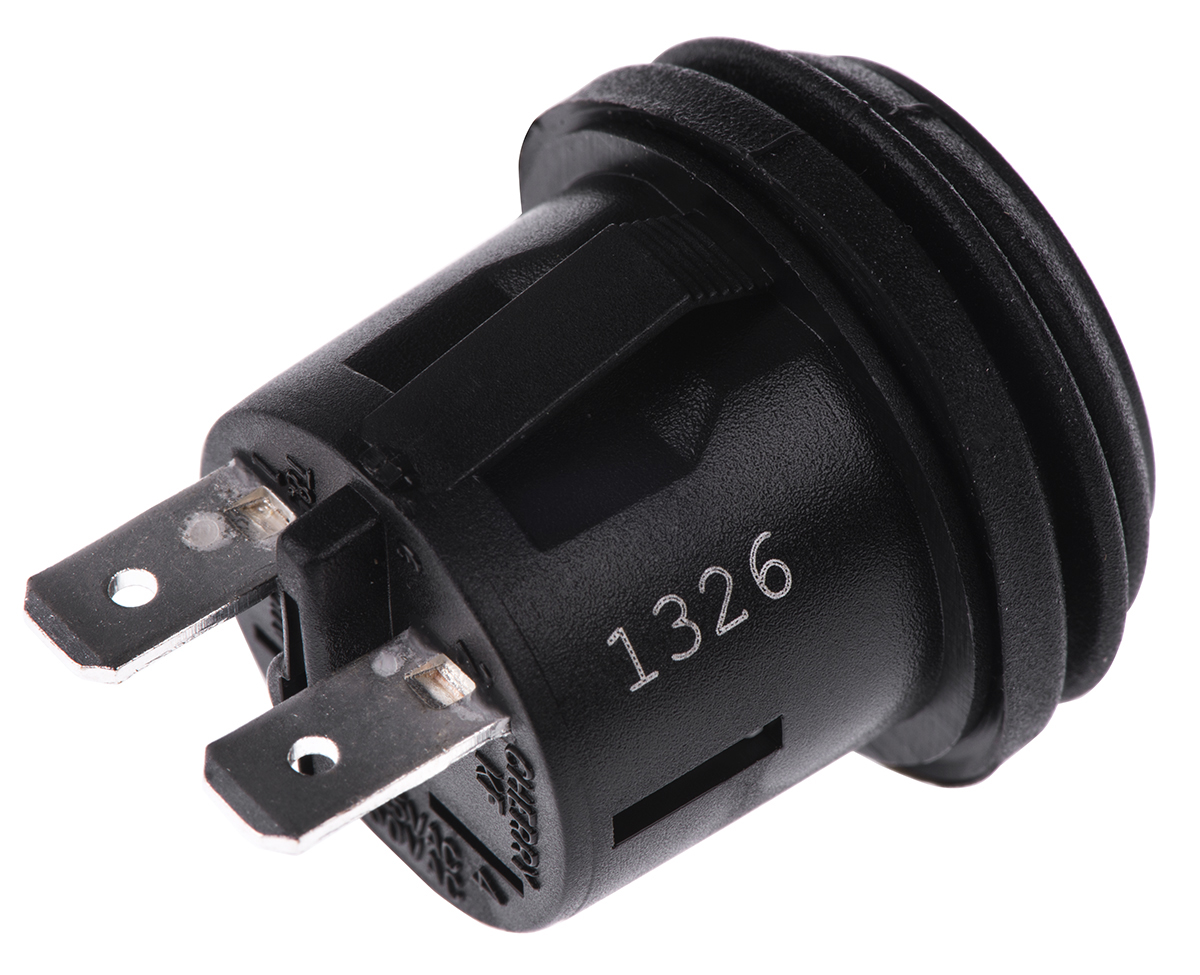 kfb2ana1bbb ZF KF Series Push Button Switch, Latching, Panel, 20.2 mm Cutout, SPDT, Black LED, IP65