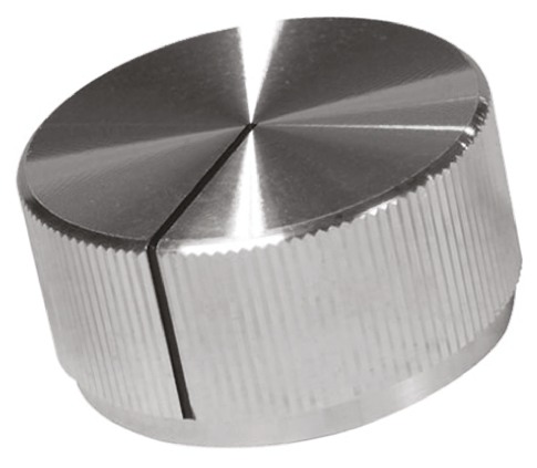 TE Connectivity 31.8 mm Knob Diameter Silver Potentiometer Knob for 6.35 mm Shaft Circular, KLN1250A1/4