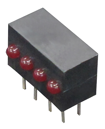 Kingbright KM2520EF/4ID Red Right Angle PCB LED Indicator, 4 LEDs 3 mm (T-1) 2.5 V