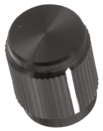 TE Connectivity 12.7 mm Knob Diameter Black Potentiometer Knob for 6.35 mm Shaft Circular, KN500B1/4