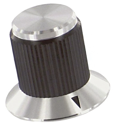 TE Connectivity 19.1 mm Knob Diameter Black Potentiometer Knob for 3.17 mm Shaft Circular, KNS501BA1/8
