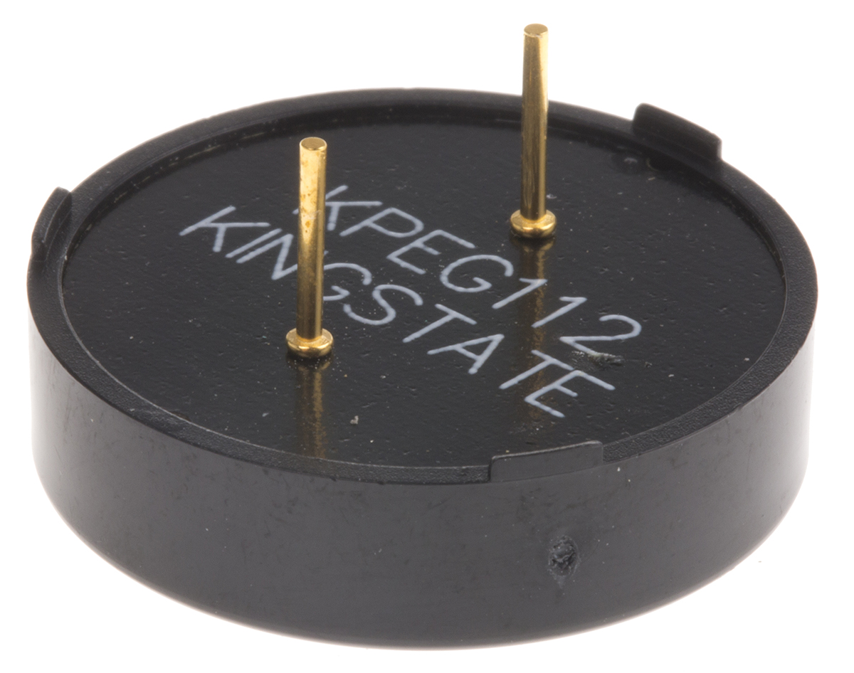 kpeg112 Kingstate 92 dB Through Hole Continuous External 7.3 mm Piezo Buzzer Component 30 V ac Min 30V ac Max