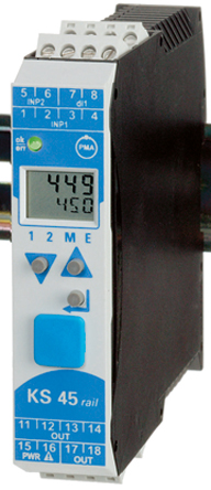P.M.A KS45 Top Hat Rail, DIN Rail PID Temperature Controller 1 Input, 2 Output Relay 260V ac On-Off