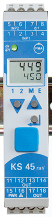 ks45-112-00000-000 P.M.A KS45 Top Hat Rail, DIN Rail PID Temperature Controller 1 Input, 2 Output Relay 260V ac On-Off