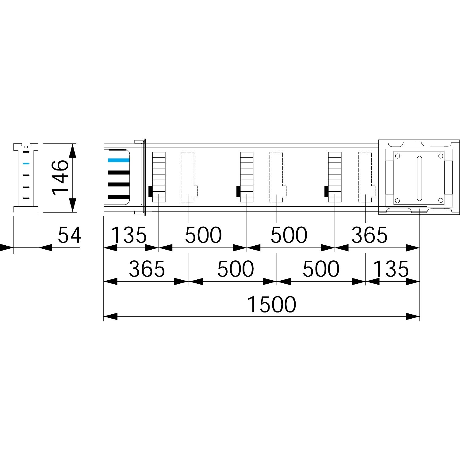 Schneider Electric Busbar Trunking, 400A, 1.5 m, Canalis Series