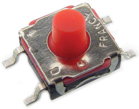 C & K IP67 Red Tactile Switch Button, SPST 50 mA 12 V dc, Surface