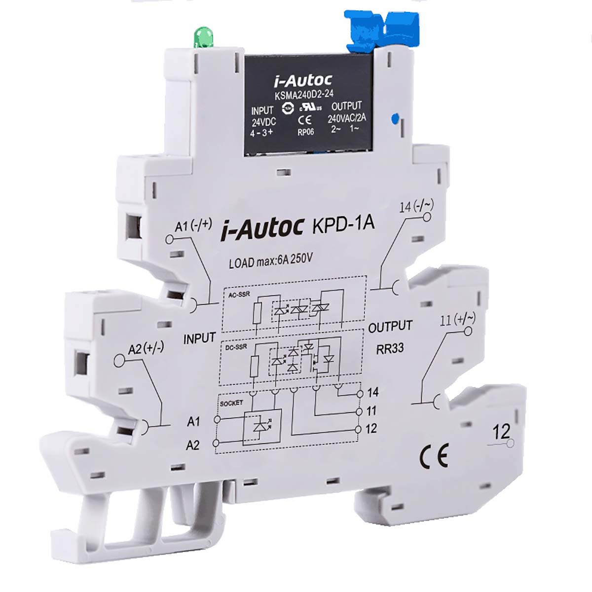 i-Autoc KSMA Solid State Interface Relay DIN Rail PCB Terminal