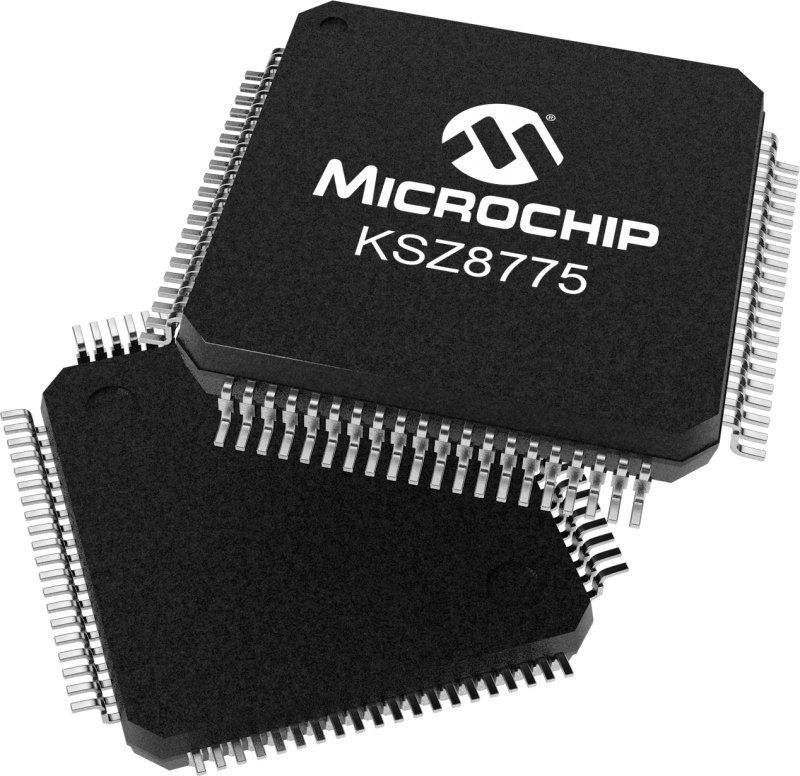 Microchip KSZ8775CLXIC, Ethernet Switch IC, 3.3 V 100 Mbps RMII, RGMII, MII, 80-Pin 3.46V LQFP