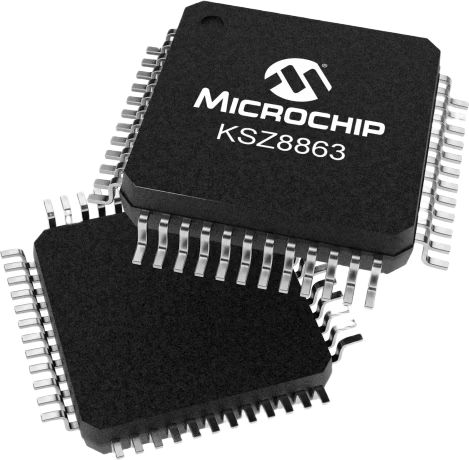 Microchip KSZ8863RLLI-TR, Ethernet Transceiver 100 Mbps RMII, 48-Pin LQFP