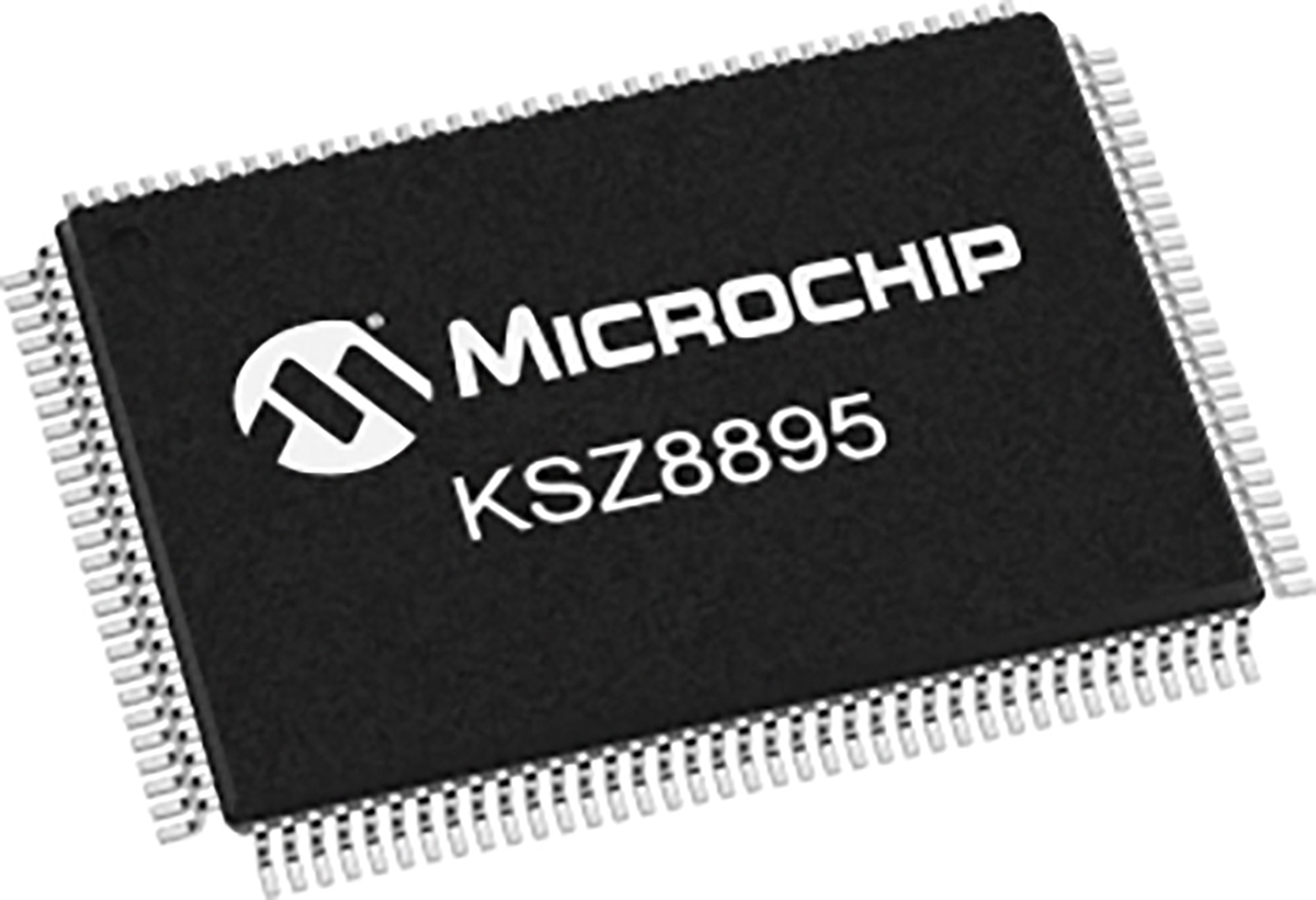 Microchip, Ethernet Switch IC, 3.3 V 100 Mbps SPI, MII, I2C, SMI, SNI, MDIO, RMII, MDC, 128-Pin 3.3V PQFP