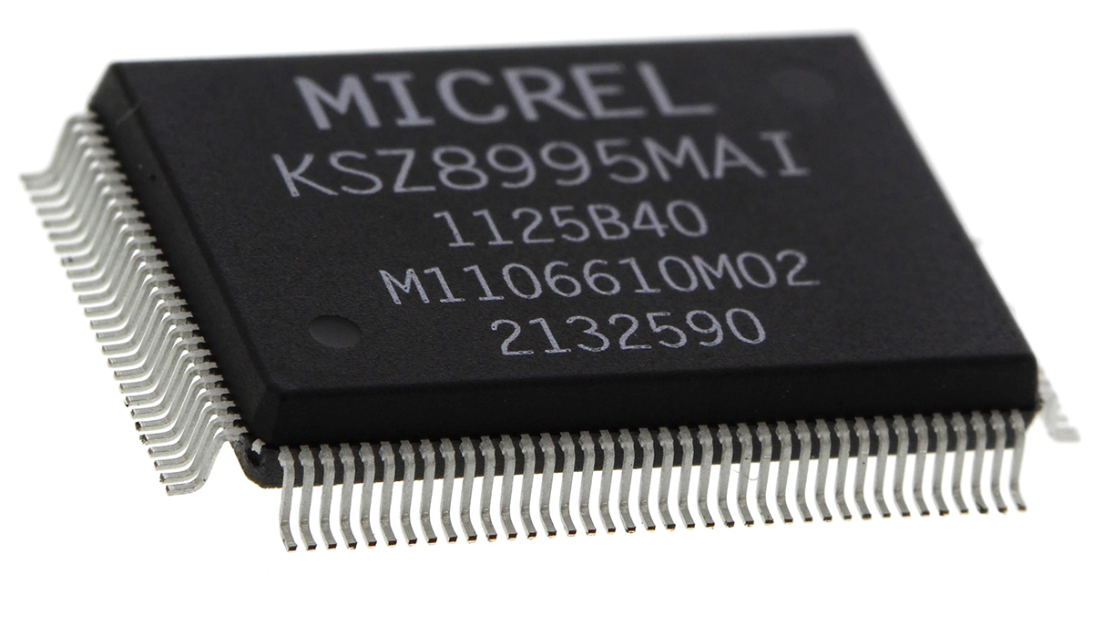 Microchip KSZ8995MAI, Ethernet Switch IC, 1.8 V 100 Mbps MII, SPI, SNI, MDIO, 128-Pin 3.3V PQFP