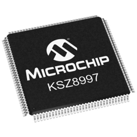Microchip KSZ8997, Ethernet Switch IC, 2.1 V 100 Mbps, 128-Pin 3.3V PQFP