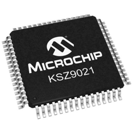 Microchip KSZ9021RLI, Ethernet Transceiver, 1.2 V 1000 Mbps RGMII, 64-Pin 3.3V LQFP
