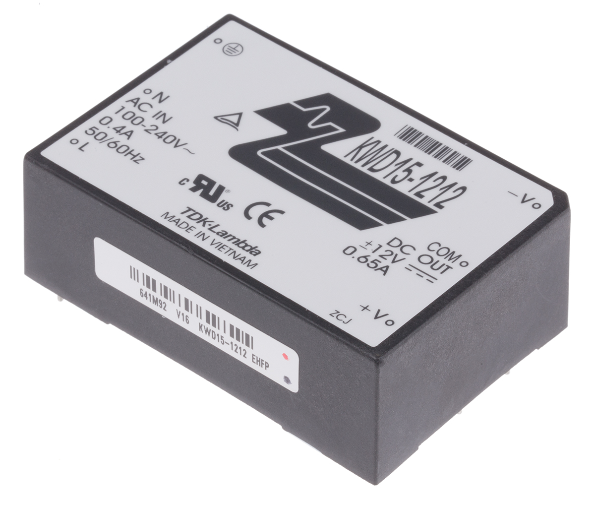 TDK-Lambda Switching Power Supply, KWD15-1212 2 Output 12V, 650mA, 15 W, Input 85V ac to  370 V dc, 265V ac