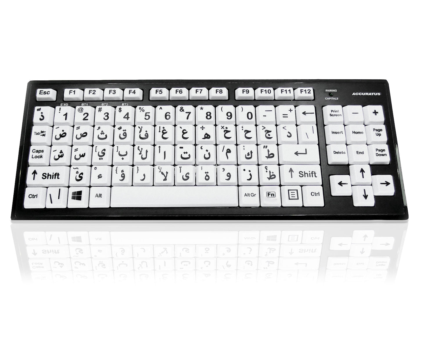 Ceratech KYB-M2BLK-UCARBT Wireless Bluetooth Vision Impairment Keyboard, QWERTY (Arabic), Multicolour