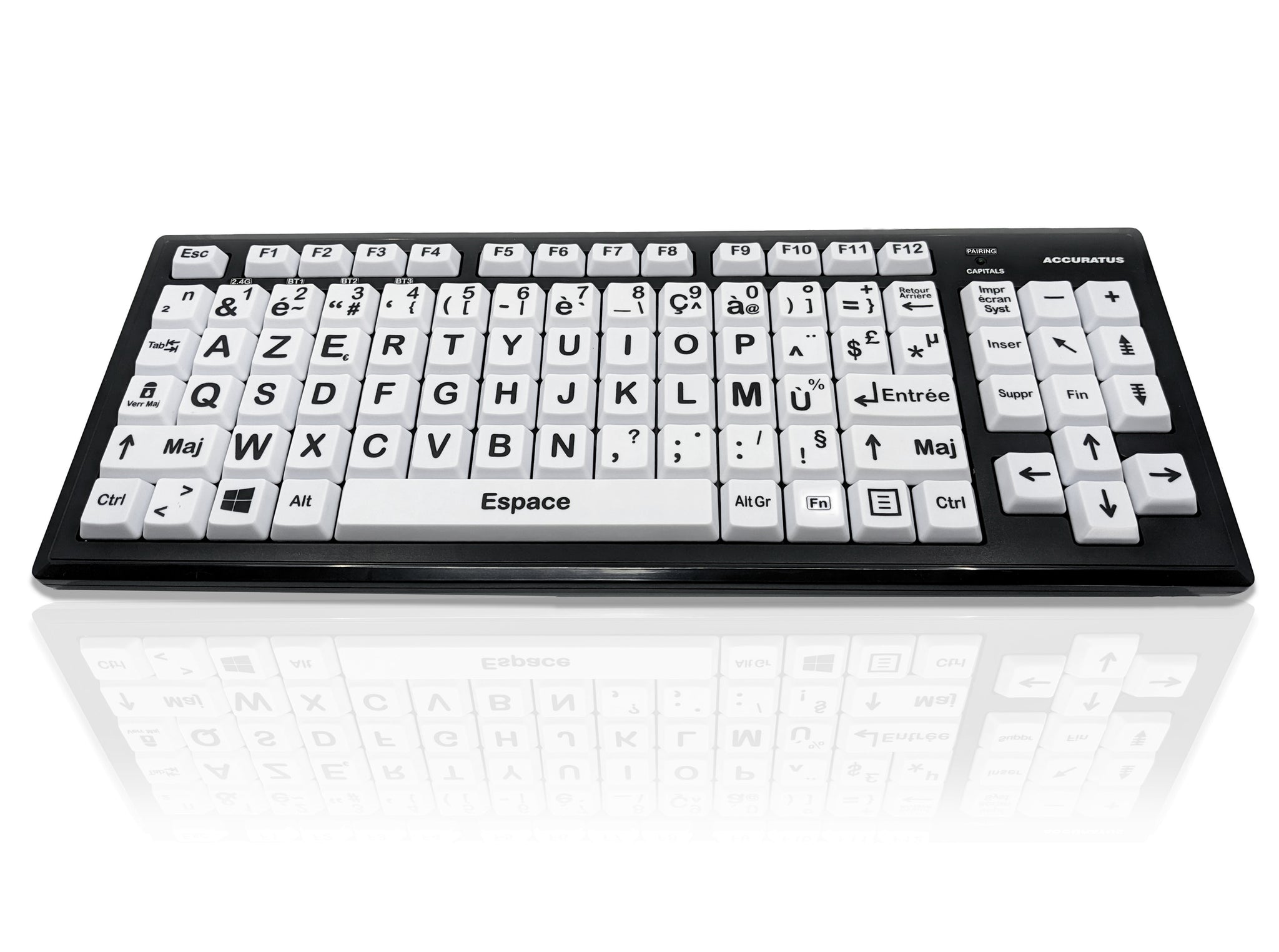 Ceratech KYB-M2BLK-UCFRBT Wireless Bluetooth Vision Impairment Keyboard, QWERTY (French), Multicolour