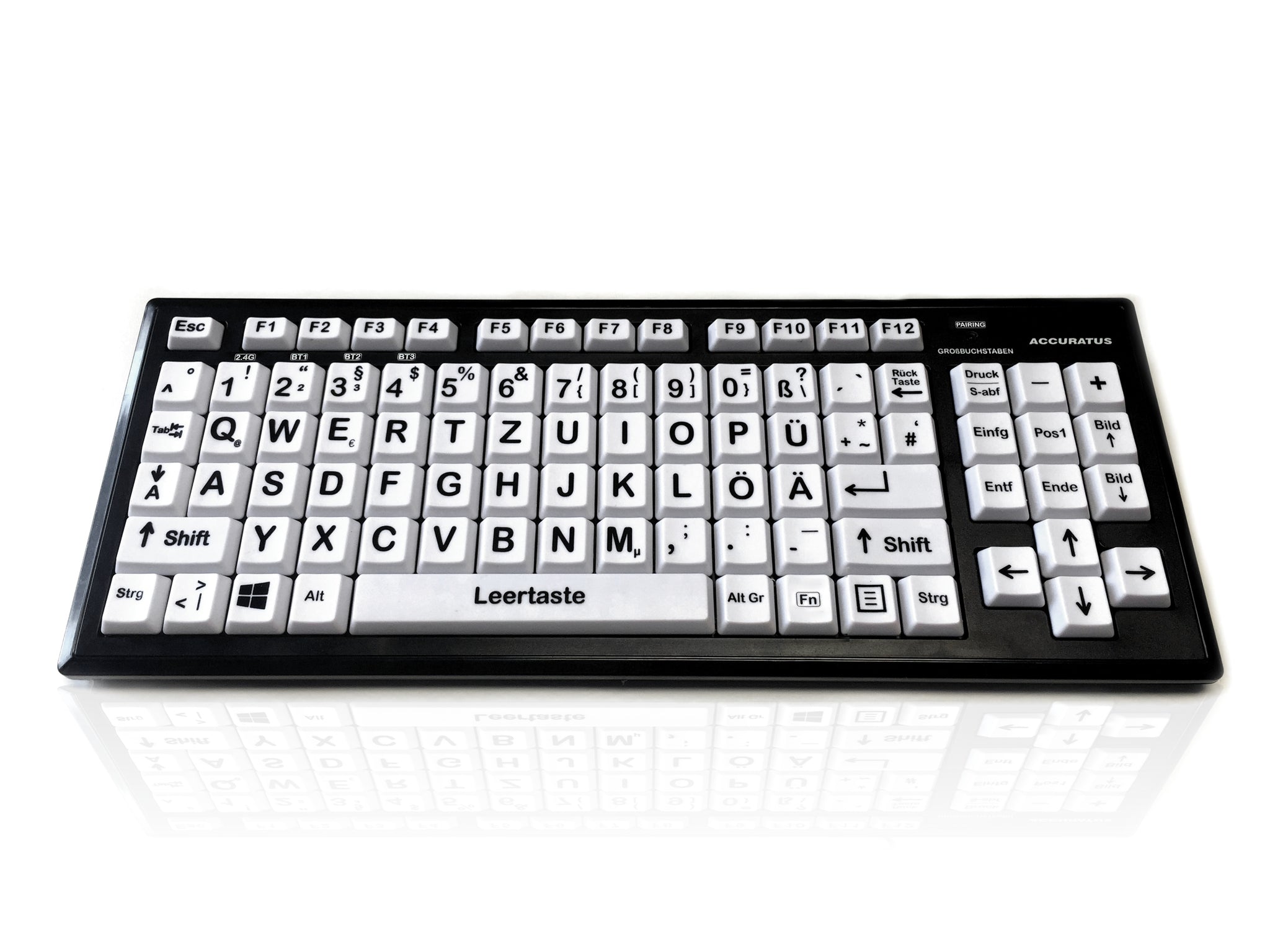 Ceratech KYB-M2BLK-UCGRBT Wireless Bluetooth Vision Impairment Keyboard, QWERTY, Multicolour