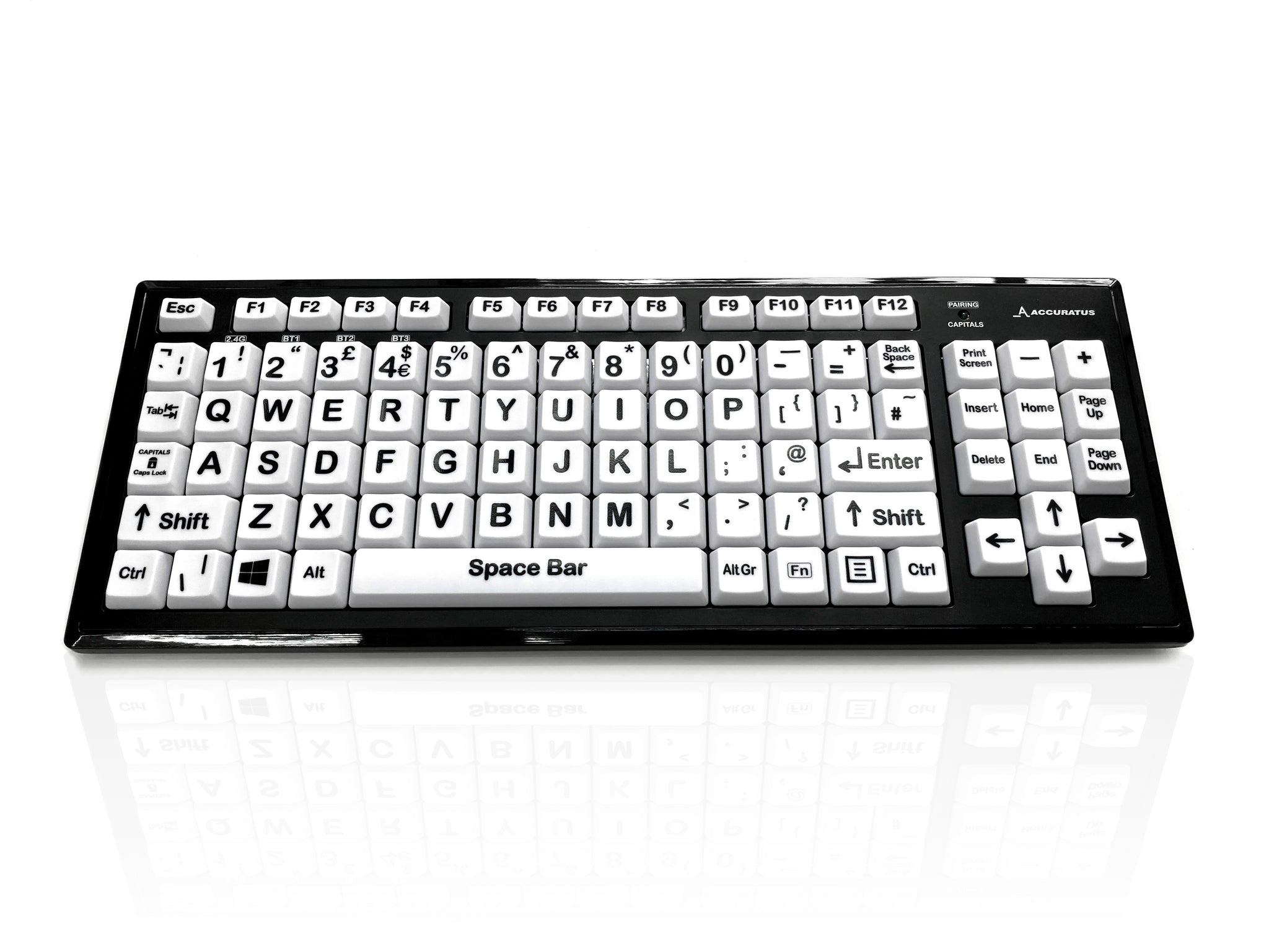 Ceratech KYB-M2BLK-UCUHBT Wireless Bluetooth Vision Impairment Keyboard, QWERTY (UK), Multicolour