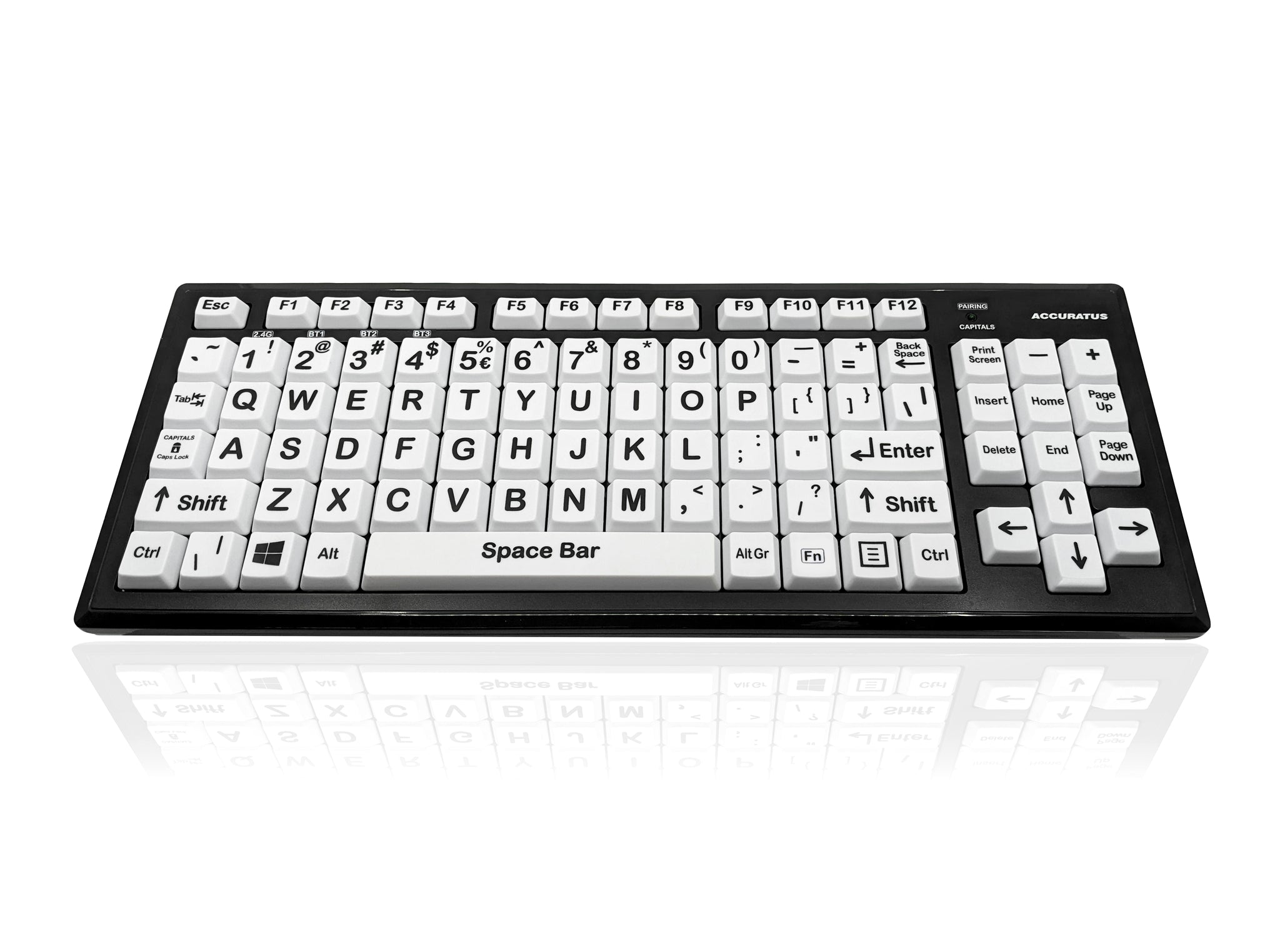 Ceratech KYB-M2BLK-UCUSBT Wireless Bluetooth Vision Impairment Keyboard, QWERTY (US), Multicolour
