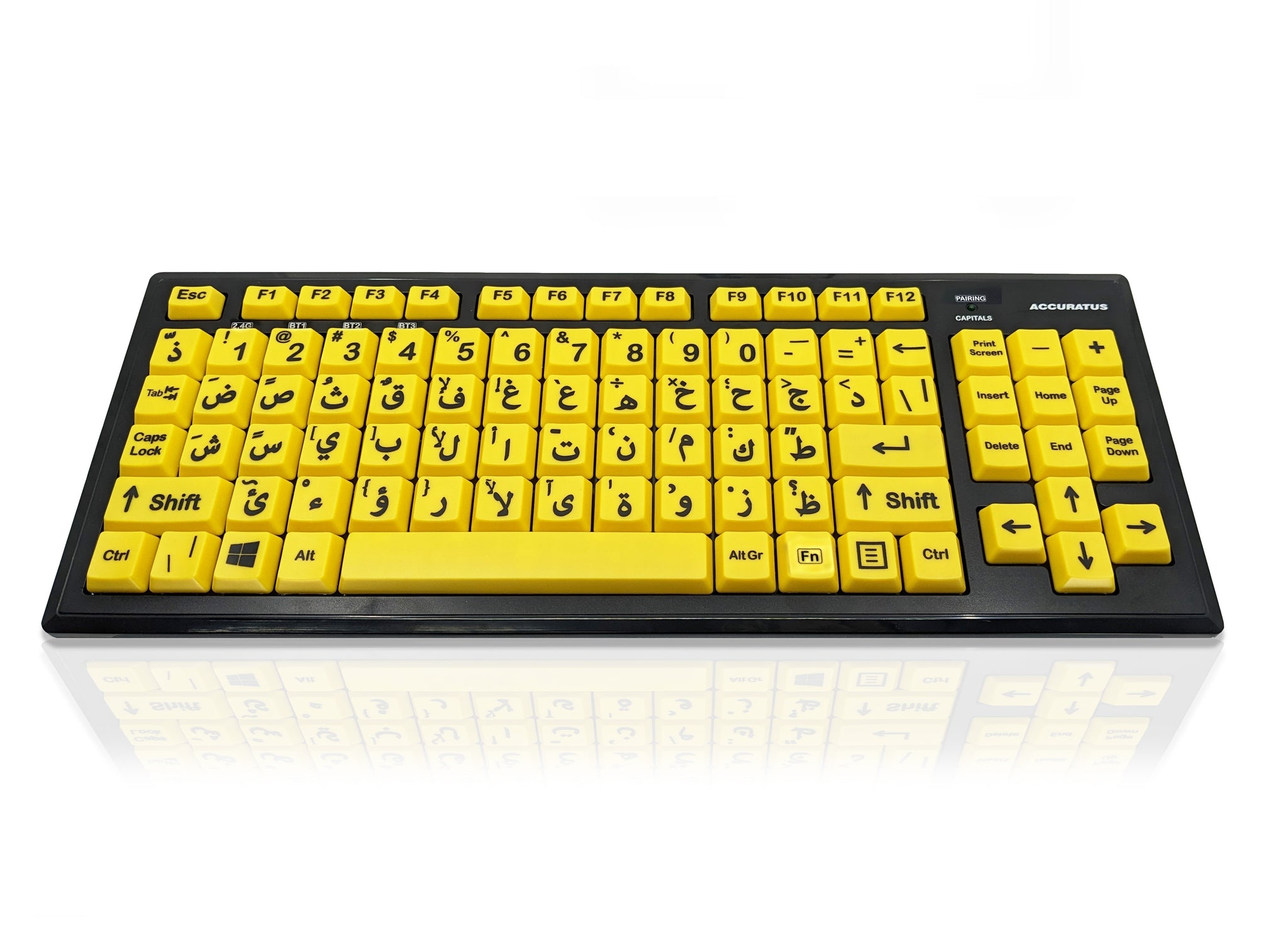 Ceratech KYB-M2VIS-UCARBT Wireless Bluetooth Vision Impairment Keyboard, QWERTY (Arabic), Multicolour