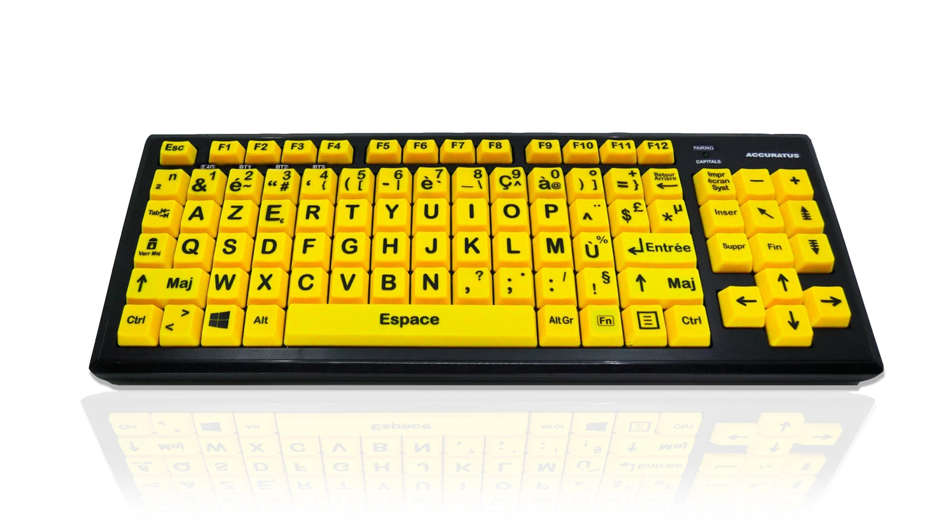 Ceratech KYB-M2VIS-UCFRBT Wireless Bluetooth Vision Impairment Keyboard, QWERTY (French), Multicolour