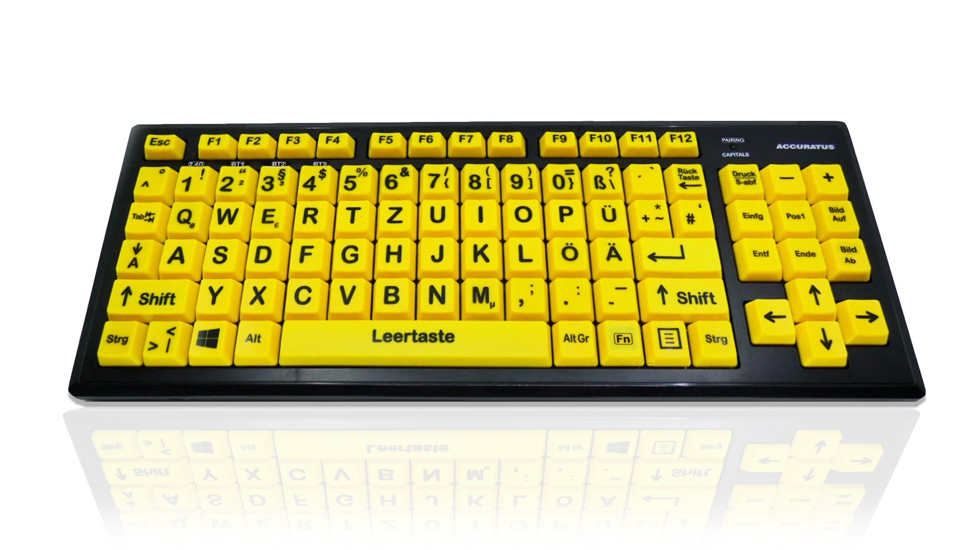 Ceratech KYB-M2VIS-UCGRBT Wireless Bluetooth Vision Impairment Keyboard, QWERTY, Multicolour