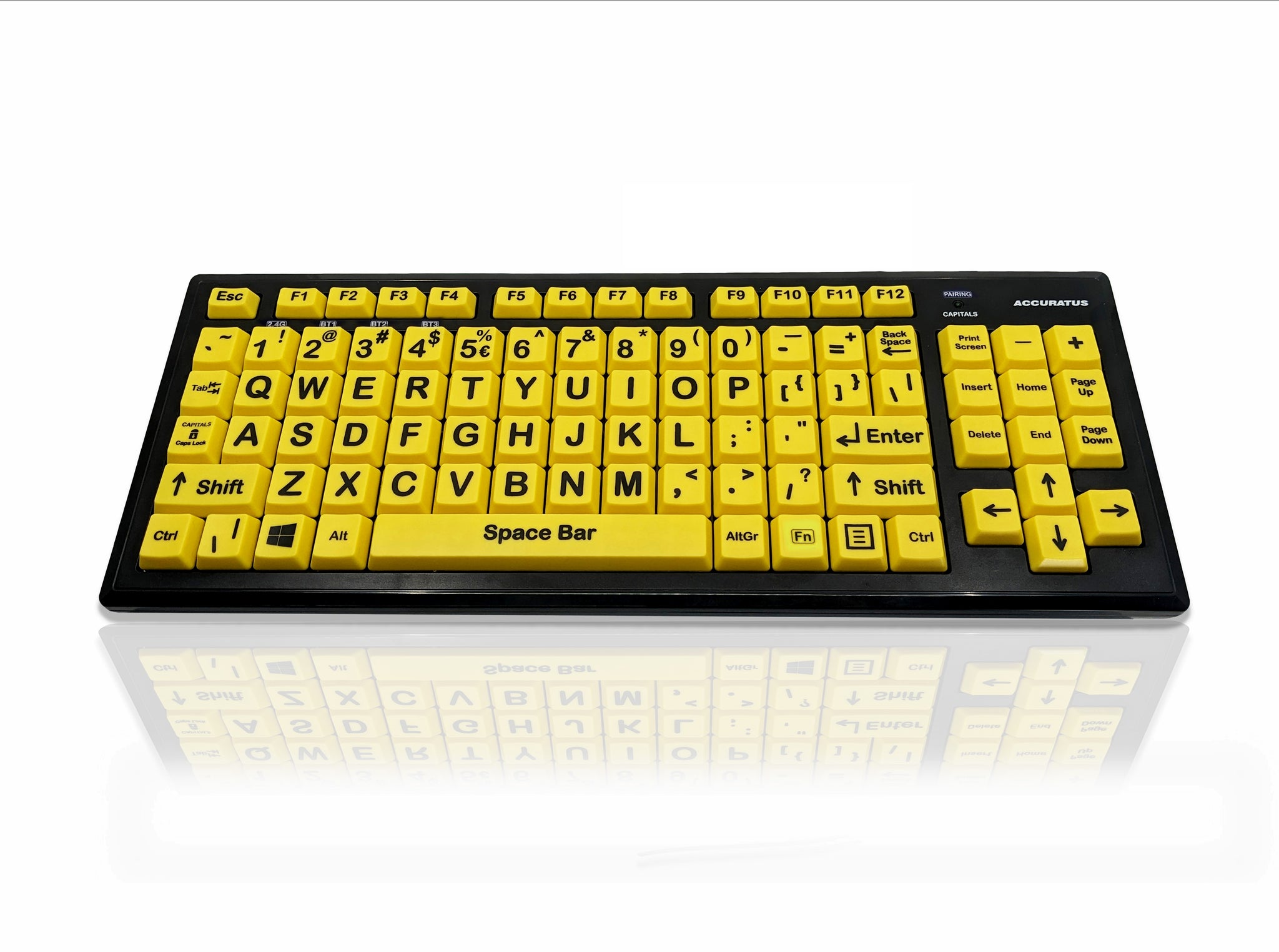 Ceratech KYB-M2VIS-UCUSBT Wireless Bluetooth Vision Impairment Keyboard, QWERTY (US), Multicolour