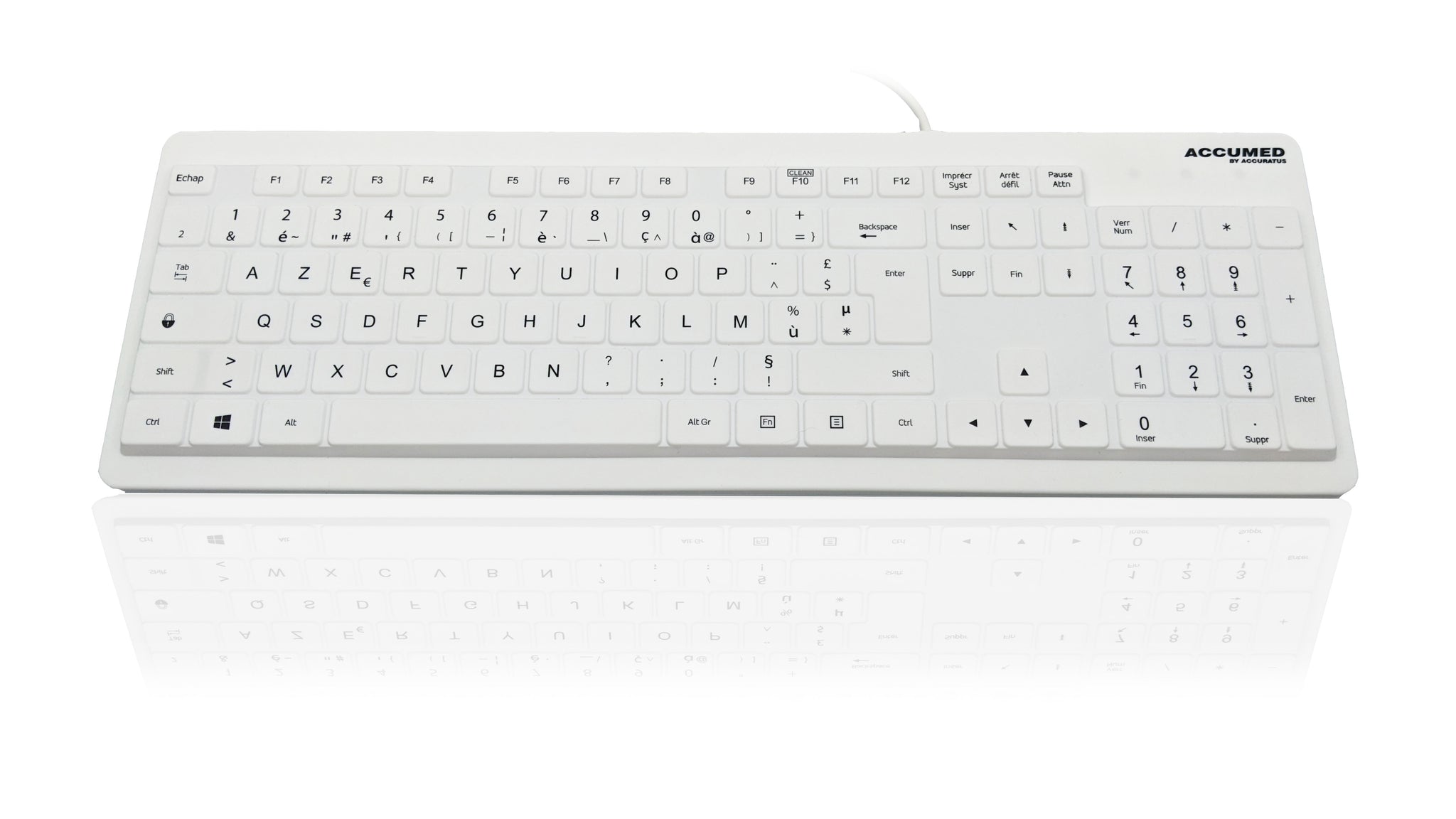 Ceratech KYB-MED-VAL-UWFR Wired USB Medical Keyboard, QWERTY (French), White