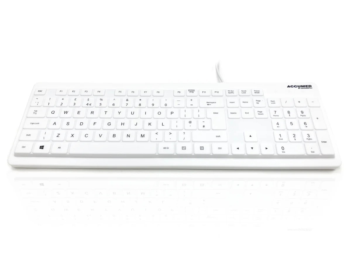 Ceratech KYB-MED-VALUE-UW Wired USB Medical Keyboard, QWERTY (UK), White