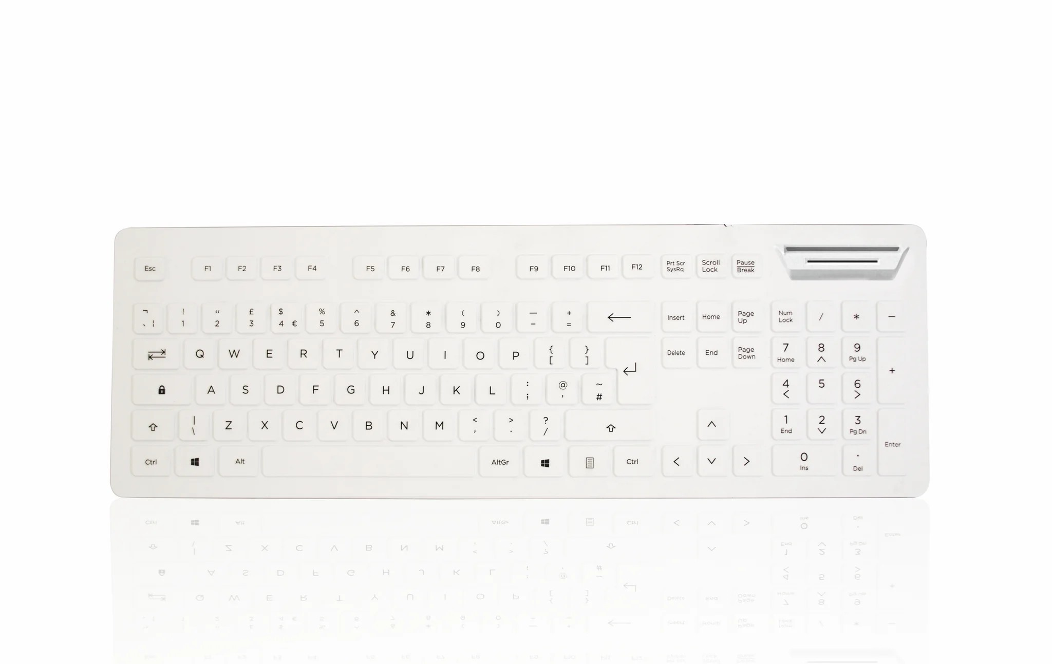 Ceratech KYB-MED104V2SCUW Wired USB Card Reader Keyboard, QWERTY (UK), White