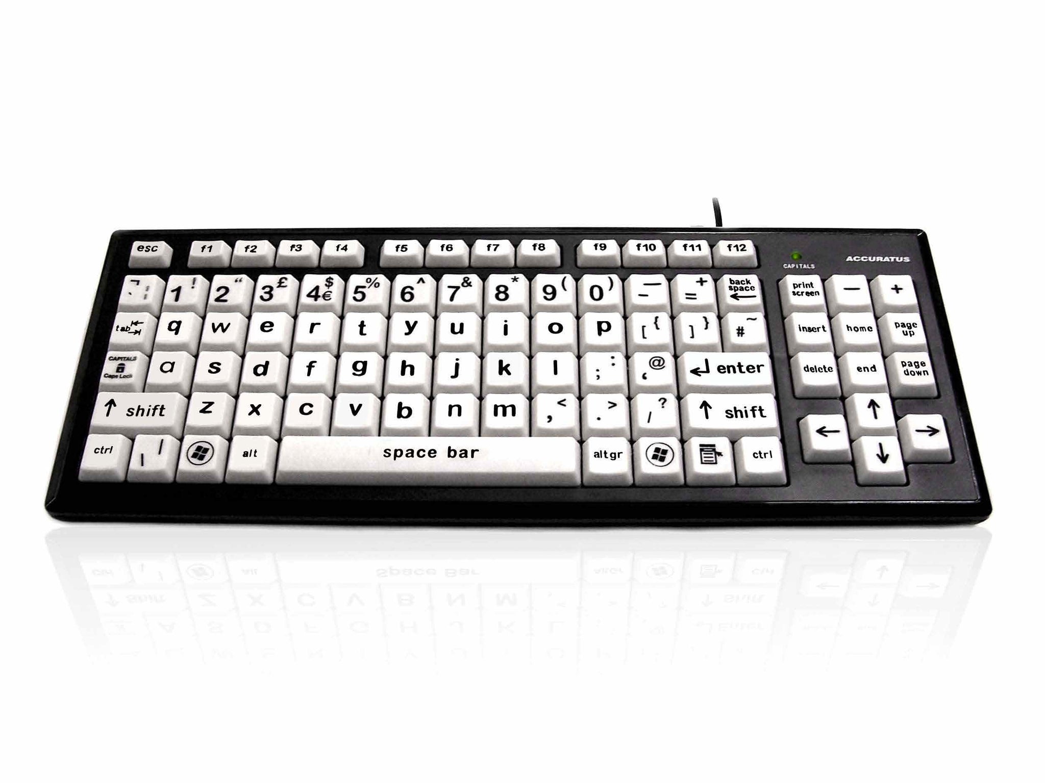Ceratech KYB-MON2BLK-LCUH Wired USB Vision Impairment Keyboard, QWERTY, White