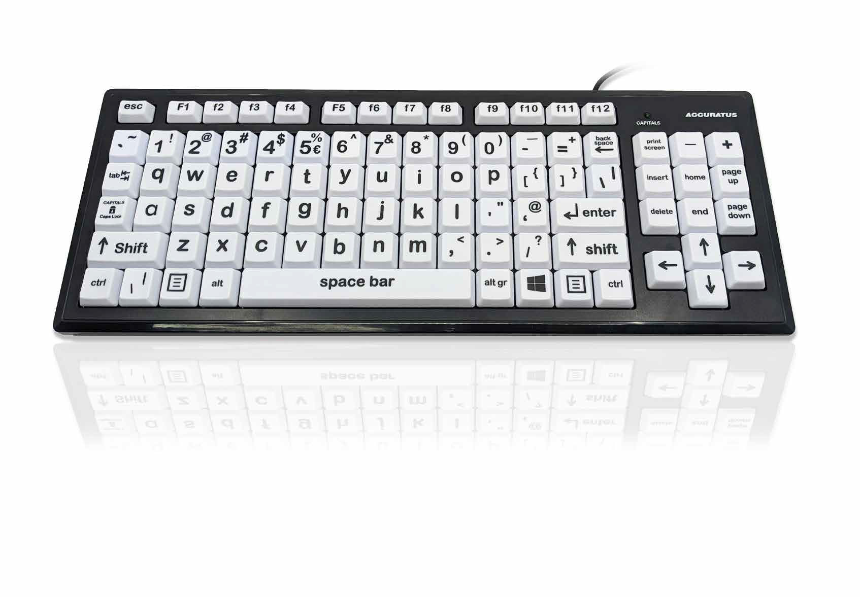 Ceratech KYB-MON2BLK-LCUS Wired USB Vision Impairment Keyboard, QWERTY (US), White